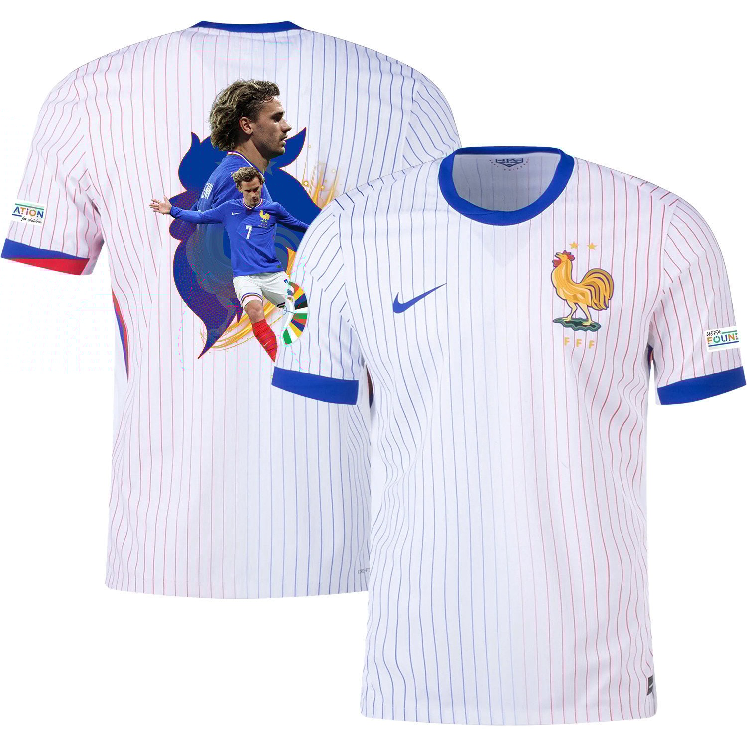 Antoine Griezmann 7 Game-changer France National Team 2024/25 Away Jersey - Euro UEFA Patch - Men, White