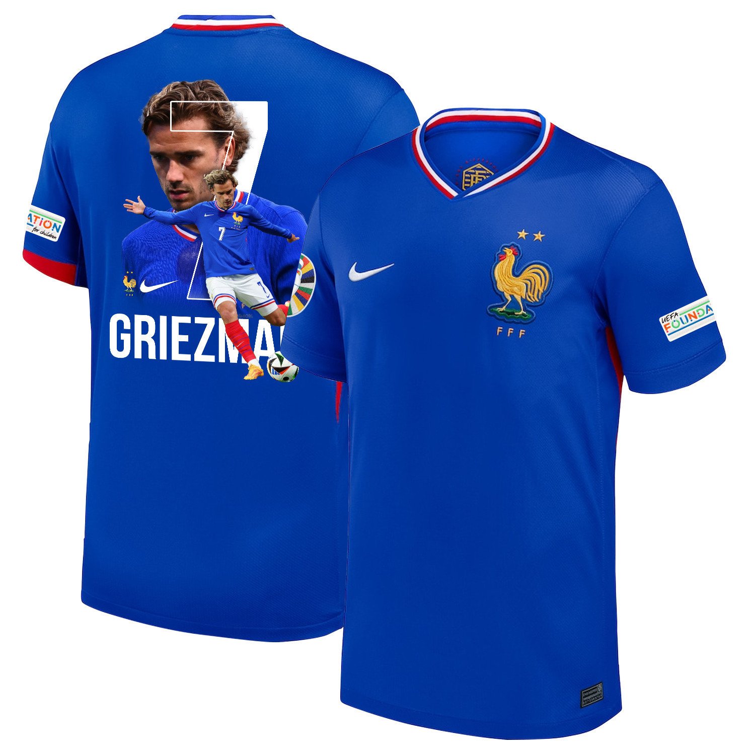 Antoine Griezmann 7 The Key Player France National Team 2024/25 Home Jersey - Euro UEFA Patch - Men, Blue