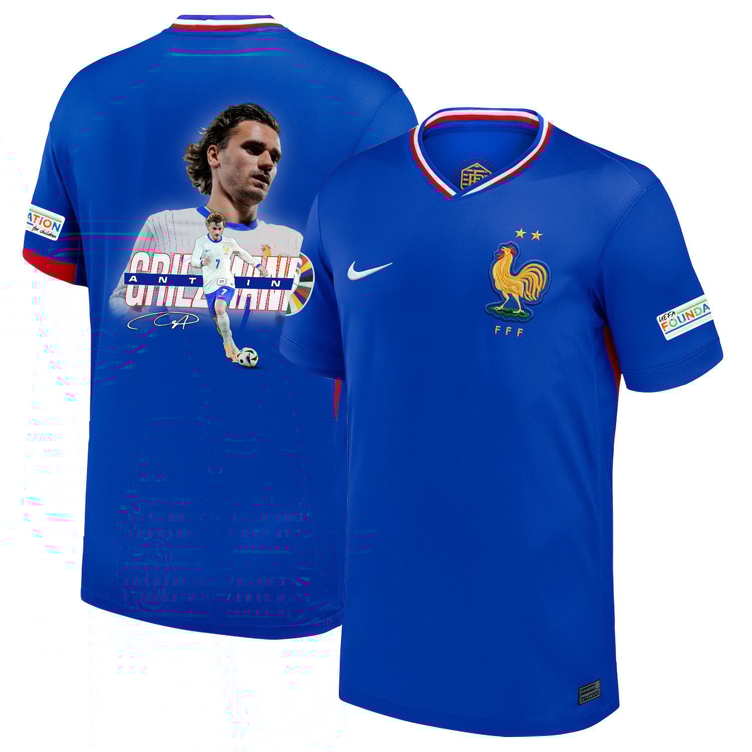 Antoine Griezmann 7 Visionary Player France National Team 2024/25 Home Jersey - Euro UEFA Patch - Men, Blue