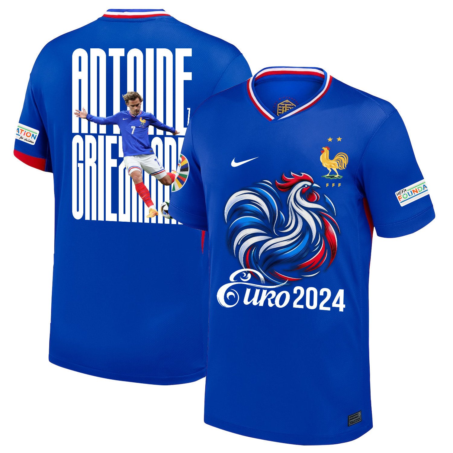 Antoine Griezmann 7The Key Player France National Team 2024/25 Home Jersey - Euro UEFA Patch - Men, Blue