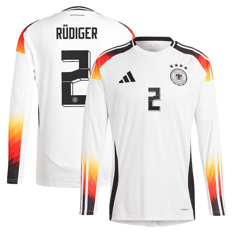 Antonio Rüdiger 2 Germany National Team 2024 Home Long Sleeve Men Jersey - White