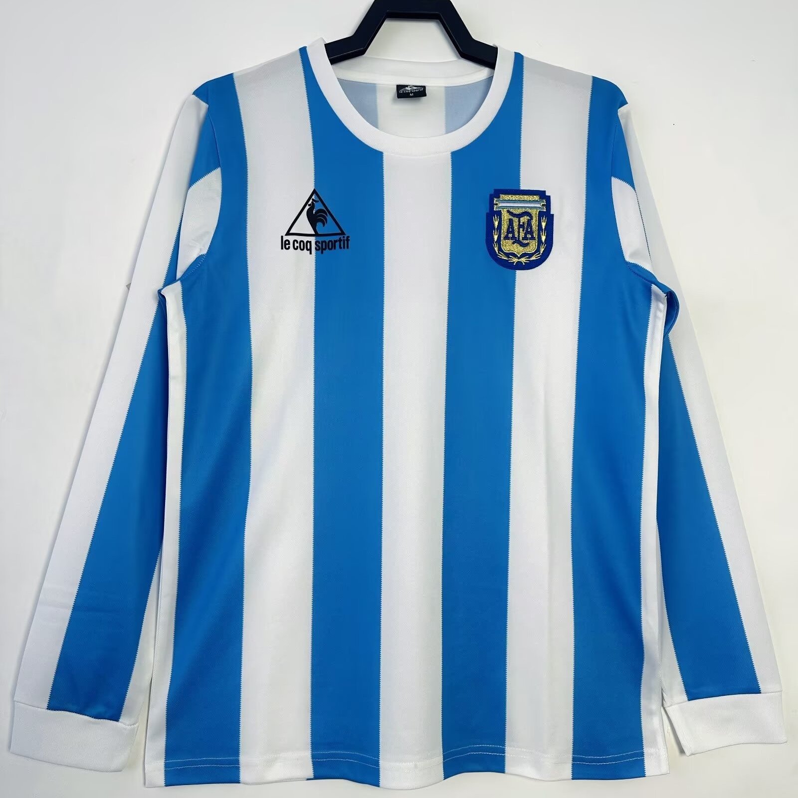 Argentina 1986 Home Retro Long Sleeve Men Jersey - White/Blue