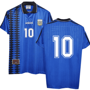 Argentina 1994/95 Away Men Retro Jersey Number 10 - Blue