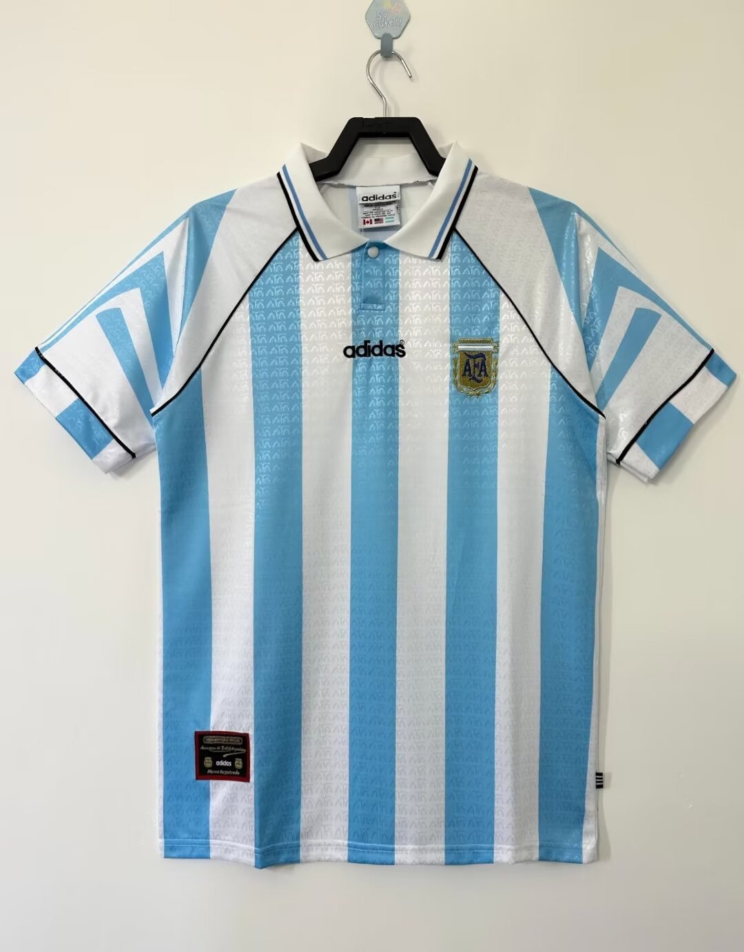 Argentina 1996-1997 Home Retro Jersey – Men, White Blue
