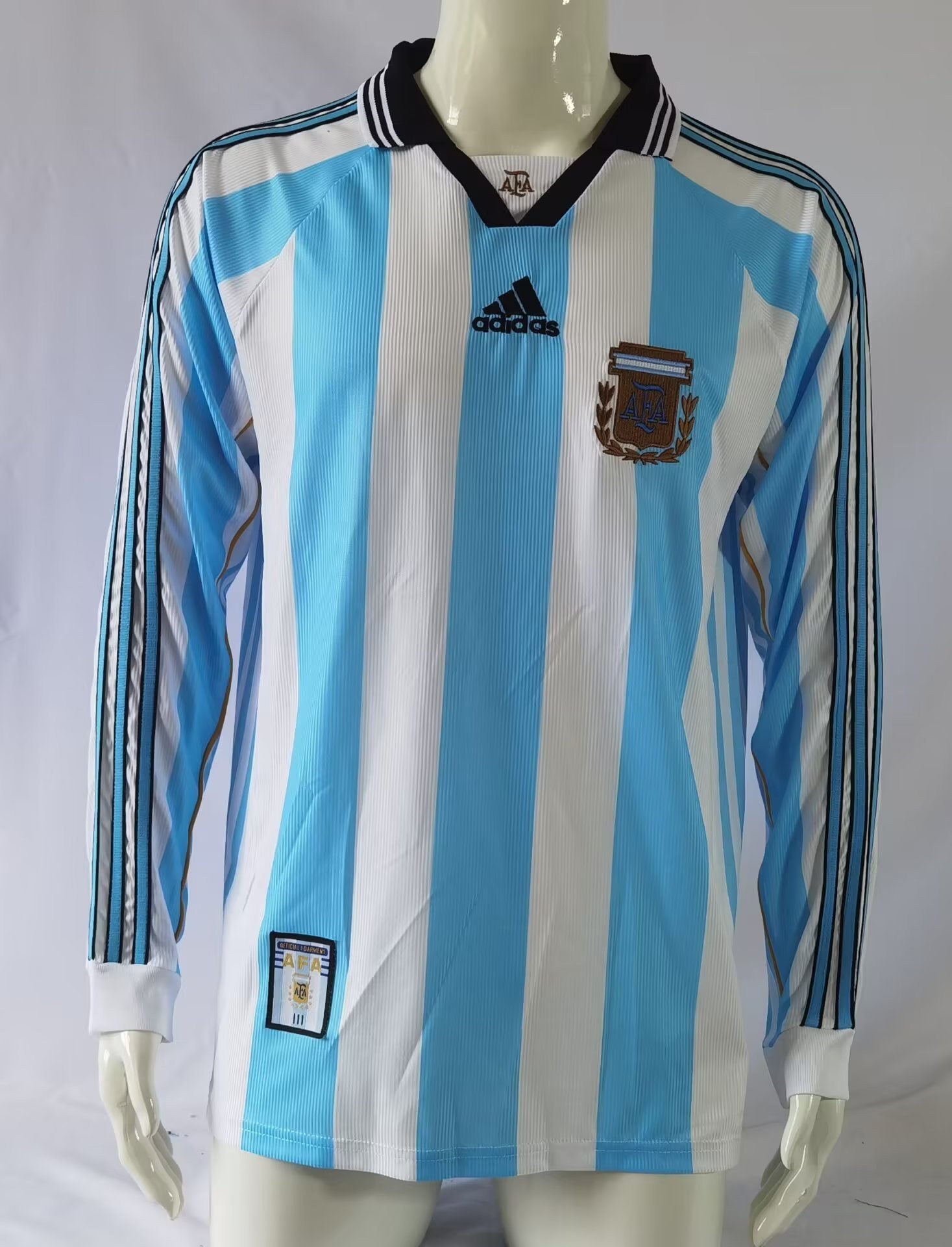 Argentina 1998 Home Retro Long Sleeve Men Jersey – Sky Blue