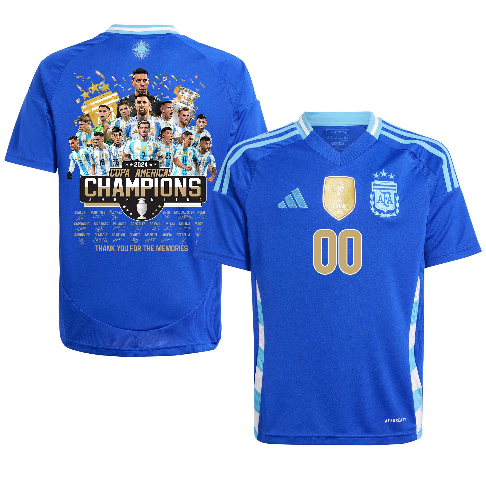 Argentina 2024/25 Copa America 2024 Thanks For The Memories Away YOUTH Jersey - Blue
