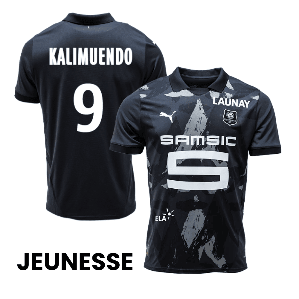 Arnaud Kalimuendo 9 Stade Rennais F.C. 2024/25 Third YOUTH Jersey - Black