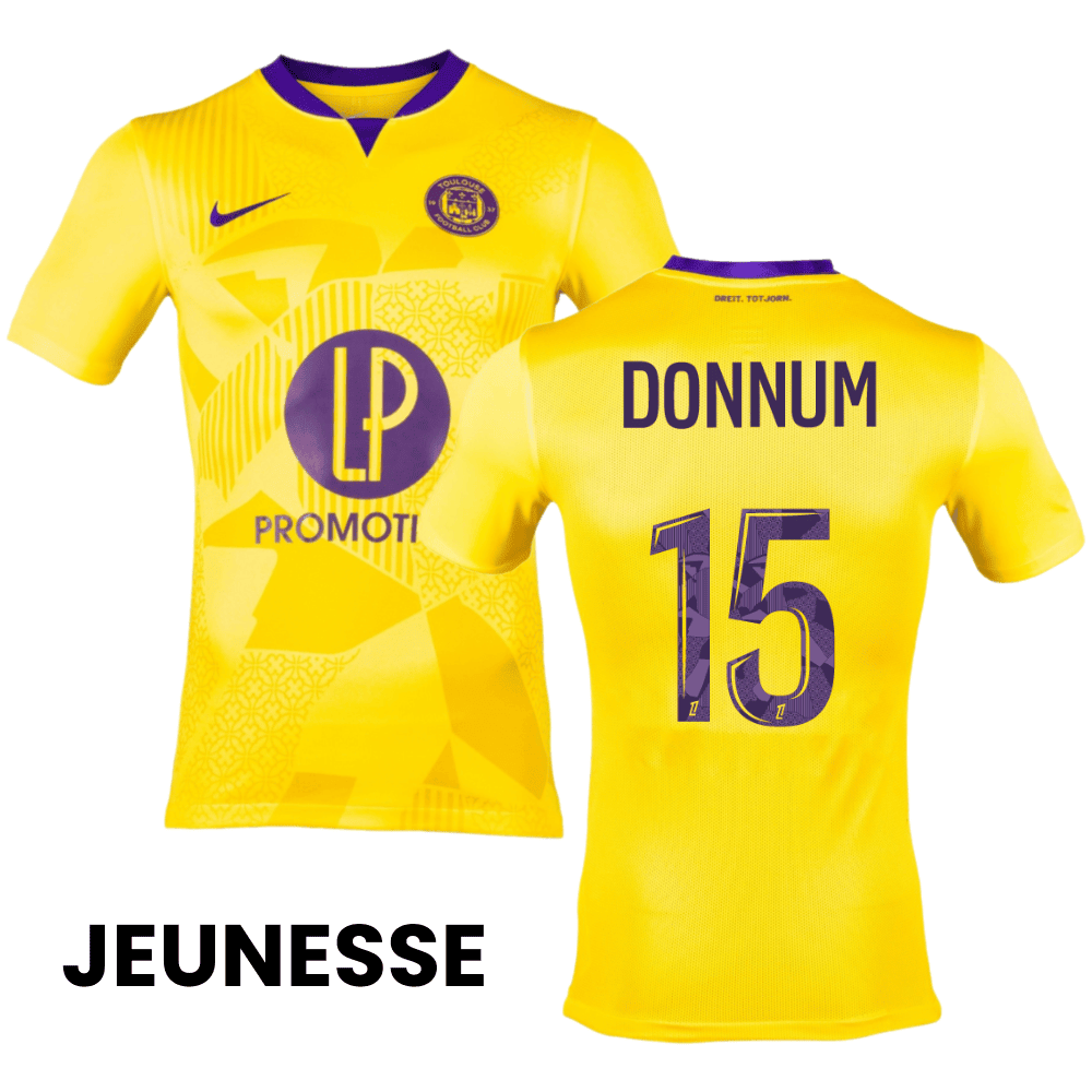 Aron Dønnum 15 Toulouse FC 2024/25 Away YOUTH Jersey - Yellow