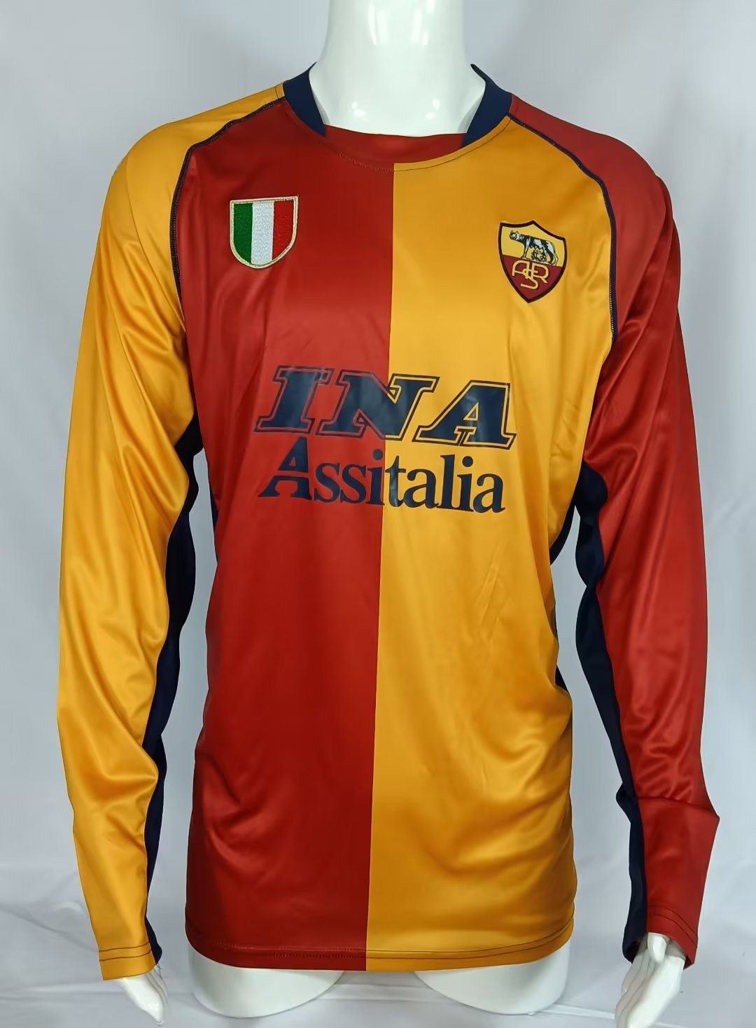 AS Roma 2001/02 Home Retro Long Sleeve Men Jersey – Yellow/Orange
