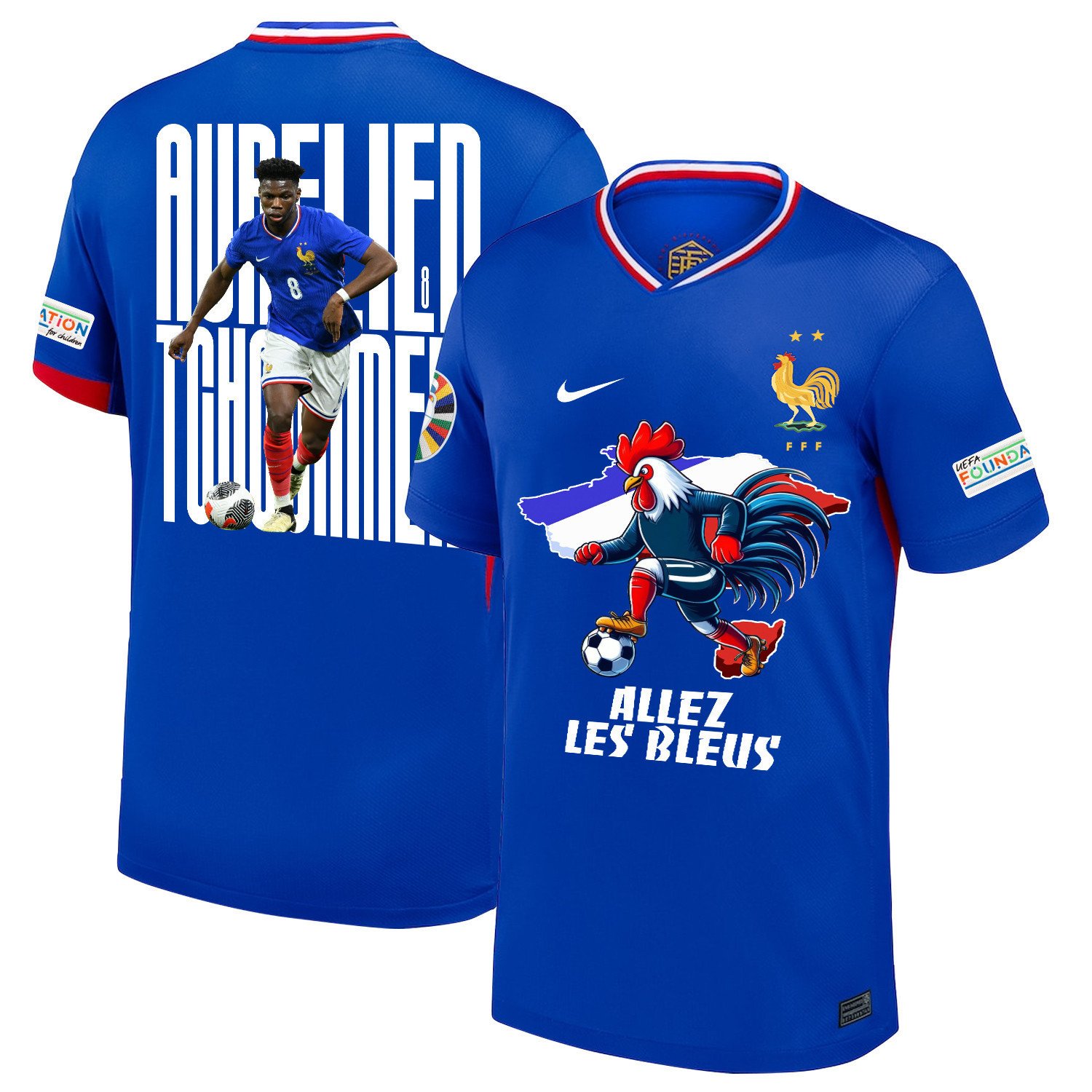Aurélien Tchouaméni 8 The Key Player France National Team 2024/25 Home Jersey - Euro UEFA Patch - Men, Blue