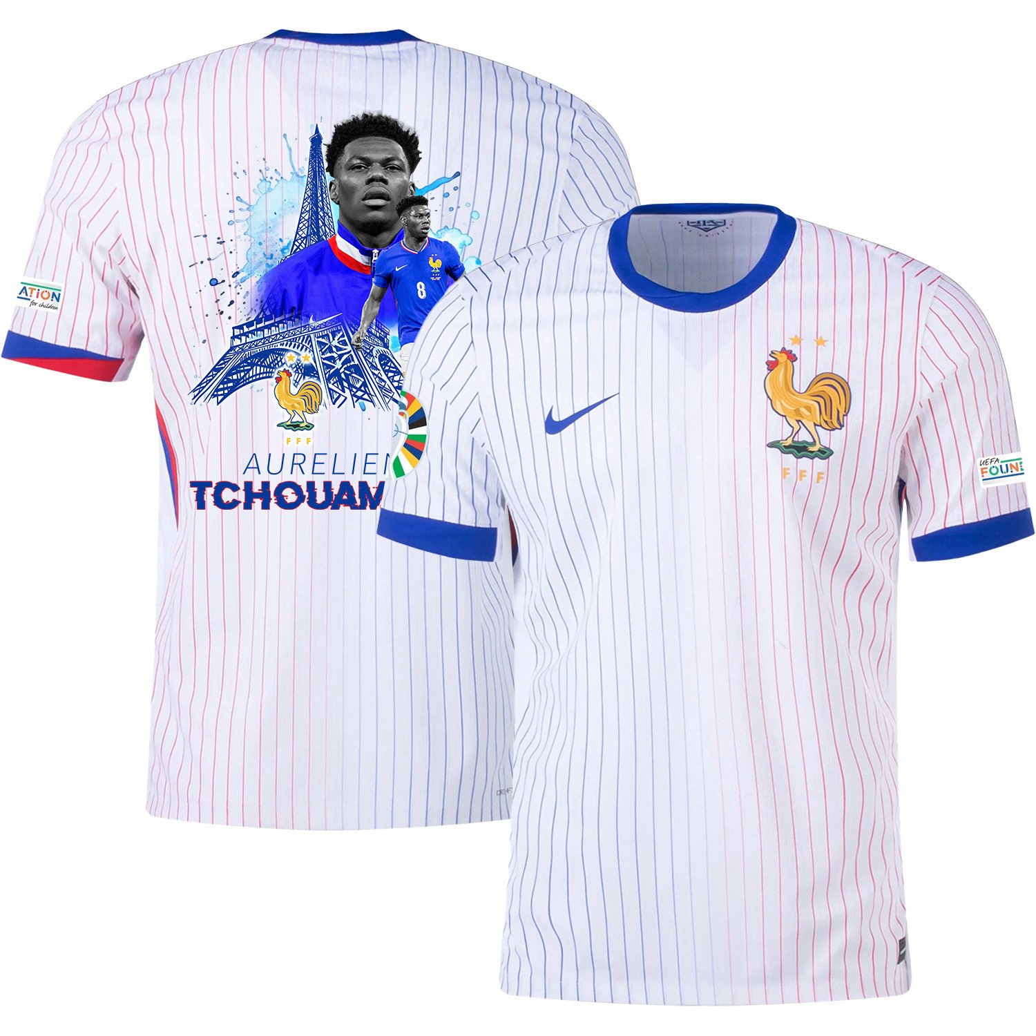 Aurélien Tchouaméni 8 The Playmaker France National Team 2024/25 Away Jersey - Euro UEFA Patch - Men, White