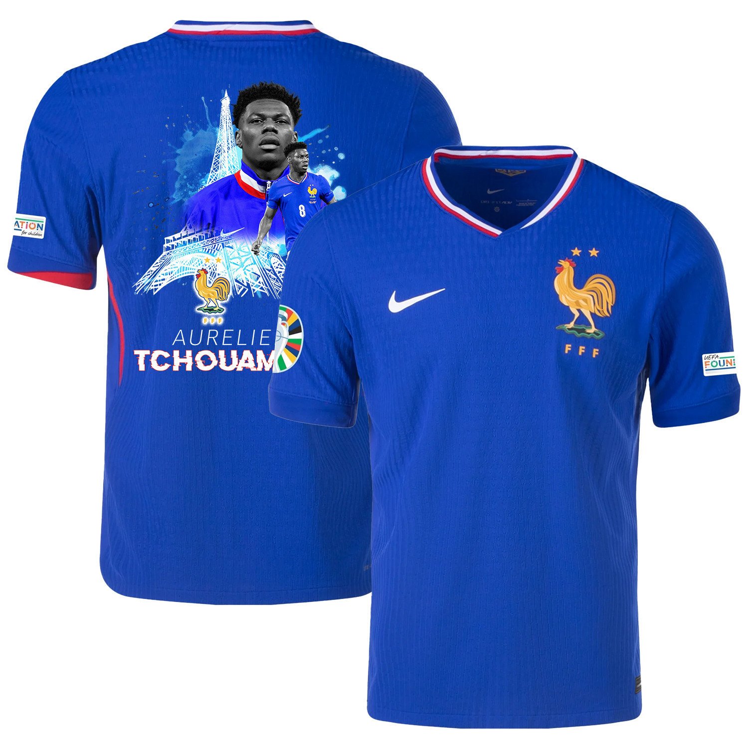Aurélien Tchouaméni 8 The Skilled Midfielder France National Team 2024/25 Home Jersey - Euro UEFA Patch - Men, Blue