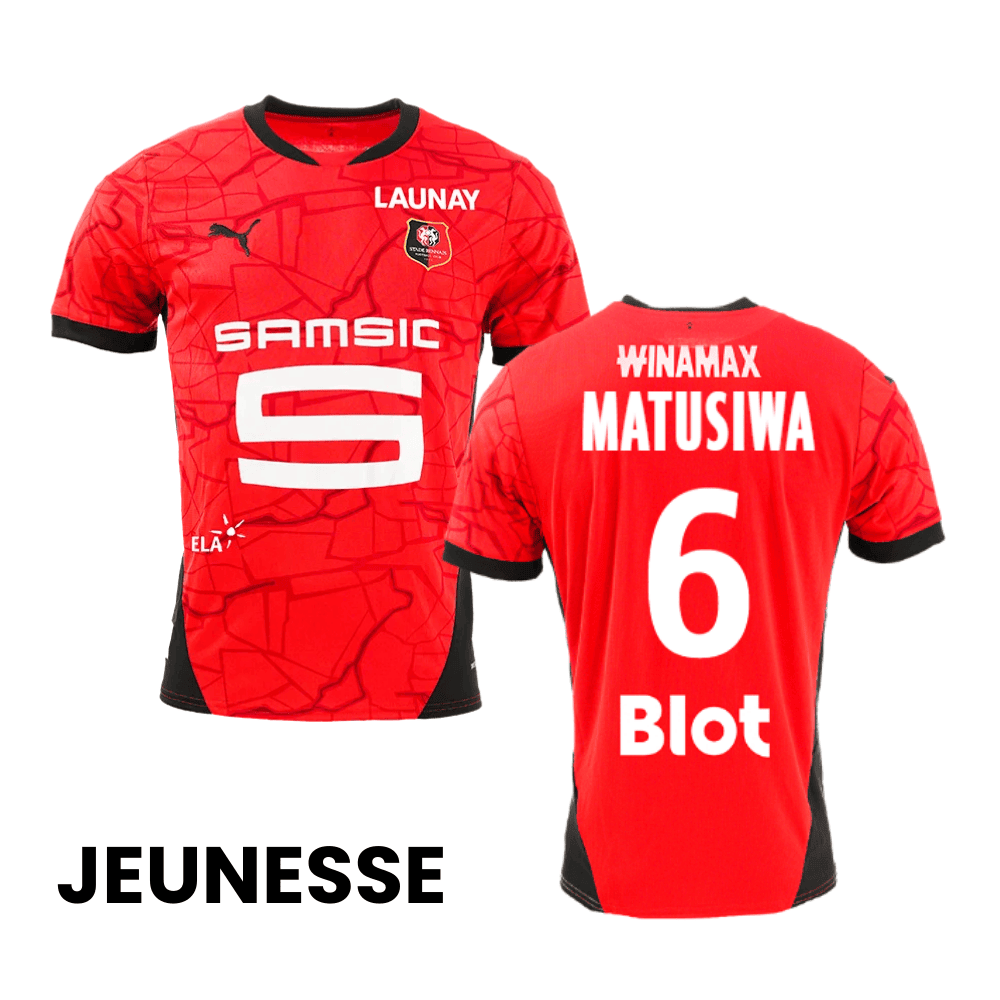 Azor Matusiwa 6 Stade Rennais F.C. 2024/25 Home YOUTH Jersey - Red