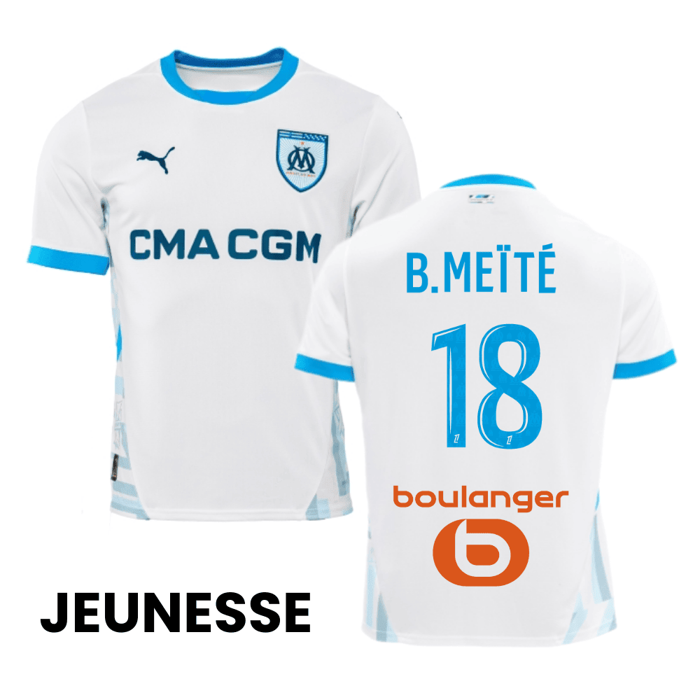 Bamo Meïté 18 Olympique de Marseille 2024/25 Home YOUTH Jersey - White