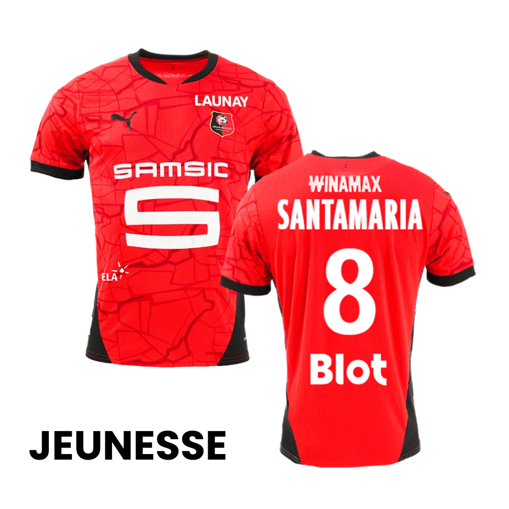 Baptiste Santamaria 8 Stade Rennais F.C. 2024/25 Home YOUTH Jersey - Red