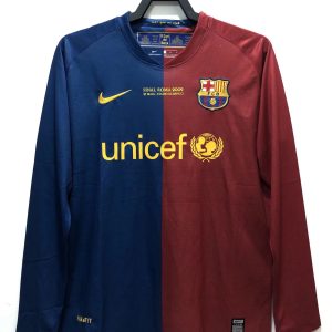 Barcelona 2008/09 Champions League Home Retro Long Sleeve Men Jersey - Blue/Red