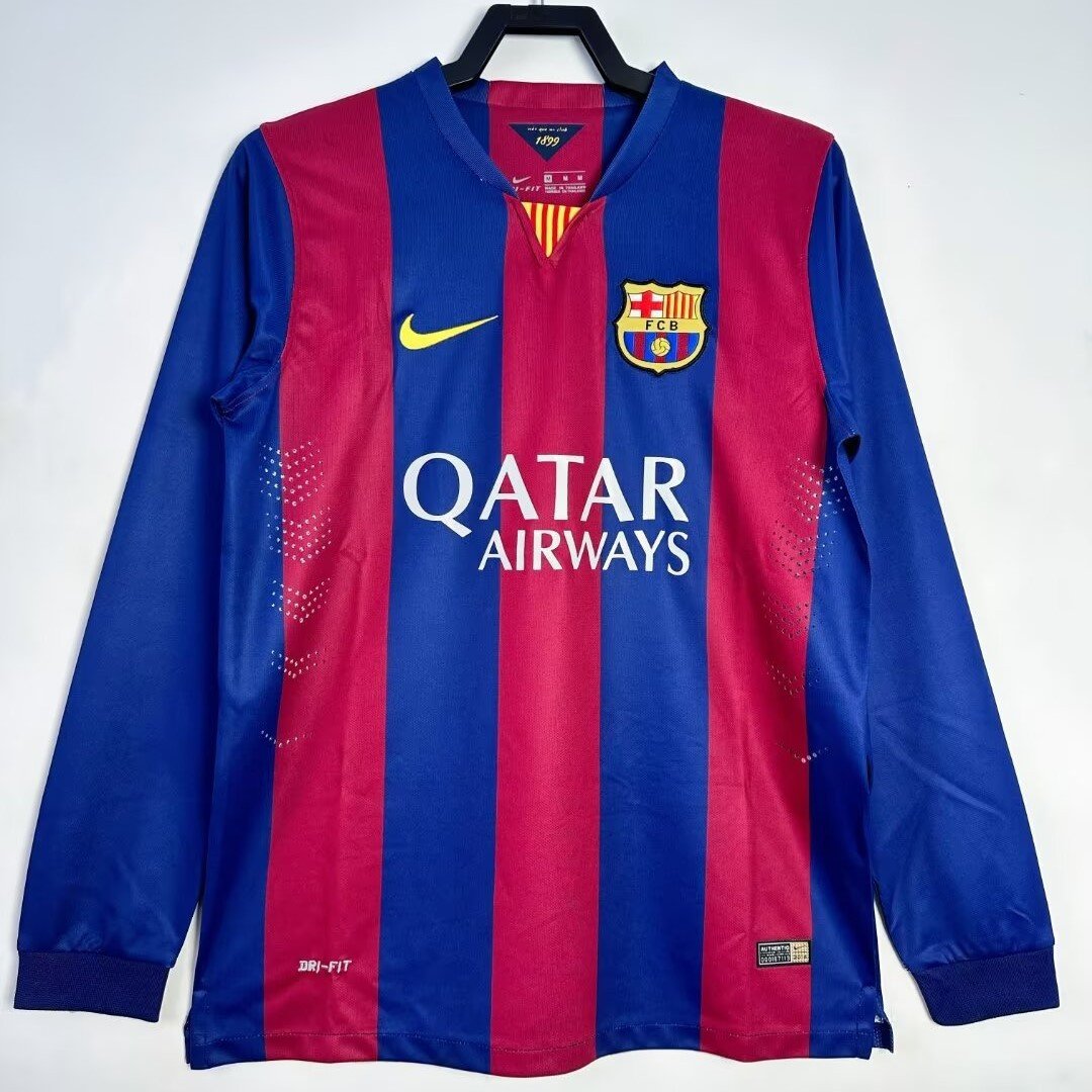 Barcelona 2014/15 Home Retro Long Sleeve Men Jersey - Blue