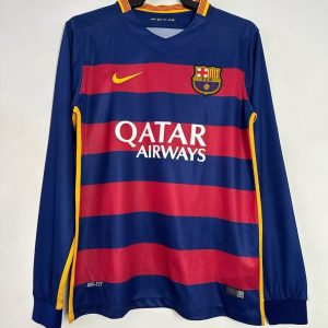 Barcelona 2015/16 Home Retro Long Sleeve Men Jersey - Blue