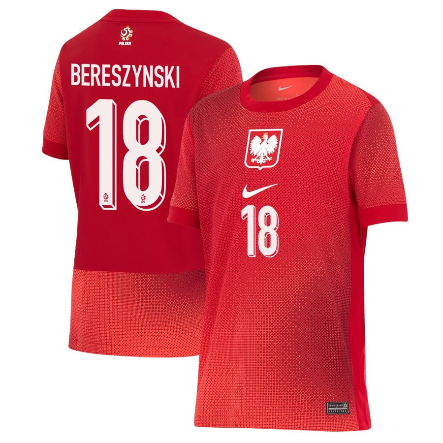 Bartosz Bereszynski 18 Poland National Team 2024/25 Away YOUTH Jersey - Red