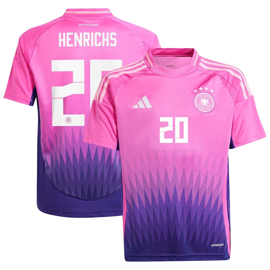 Benjamin Henrichs 20 Germany National Team 2024 Away YOUTH Jersey - Pink