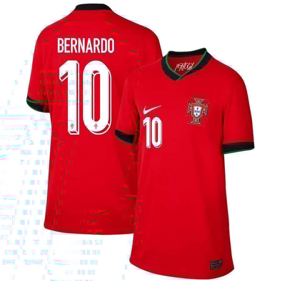 Bernardo Silva 10 Portugal National Team 2024/25 Home YOUTH Jersey - Red