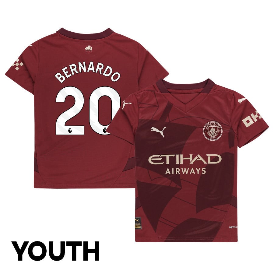 Bernardo Silva 20 Manchester City 2024/25 Third YOUTH Jersey - Burgundy