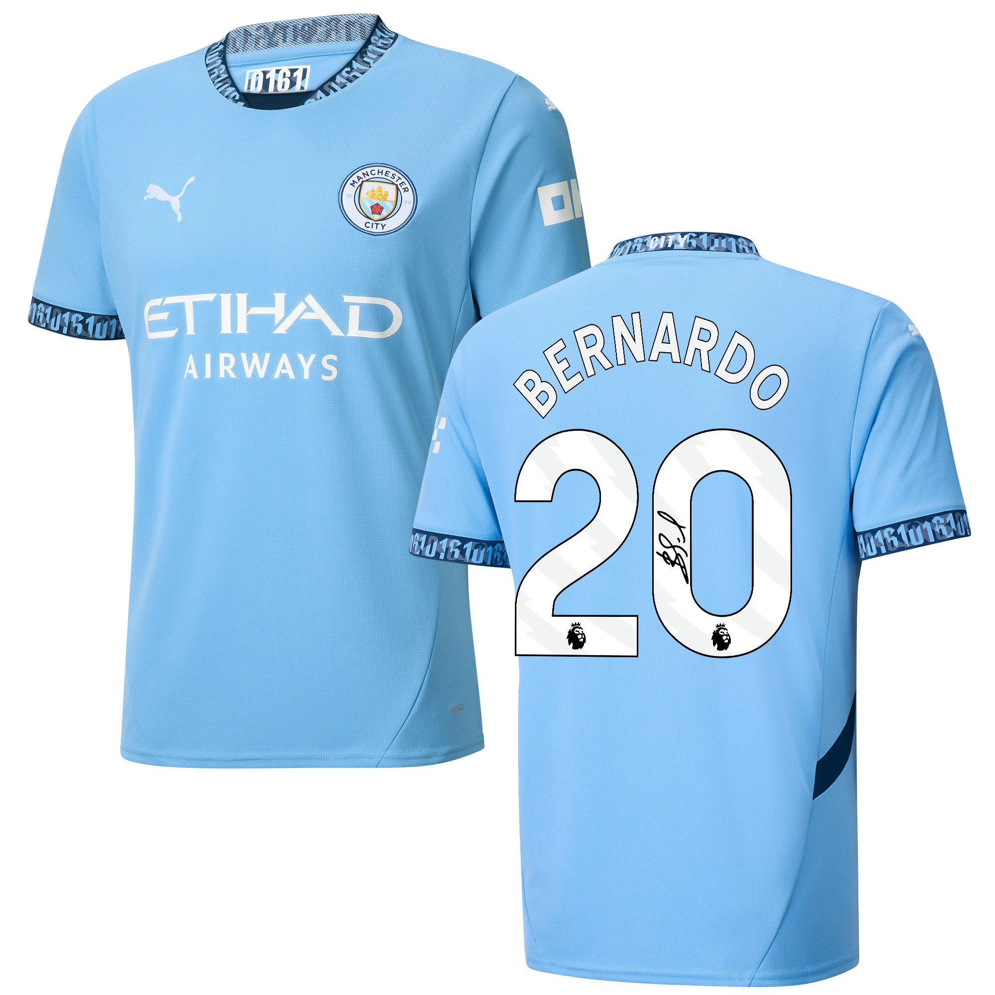 Bernardo Silva 20 Signed Manchester City 2024/25 Home Jersey Autographed - Light Blue
