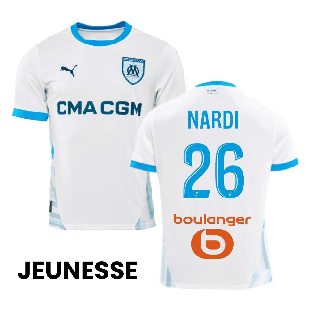 Bilal Nadir 26 Olympique de Marseille 2024/25 Home YOUTH Jersey - White