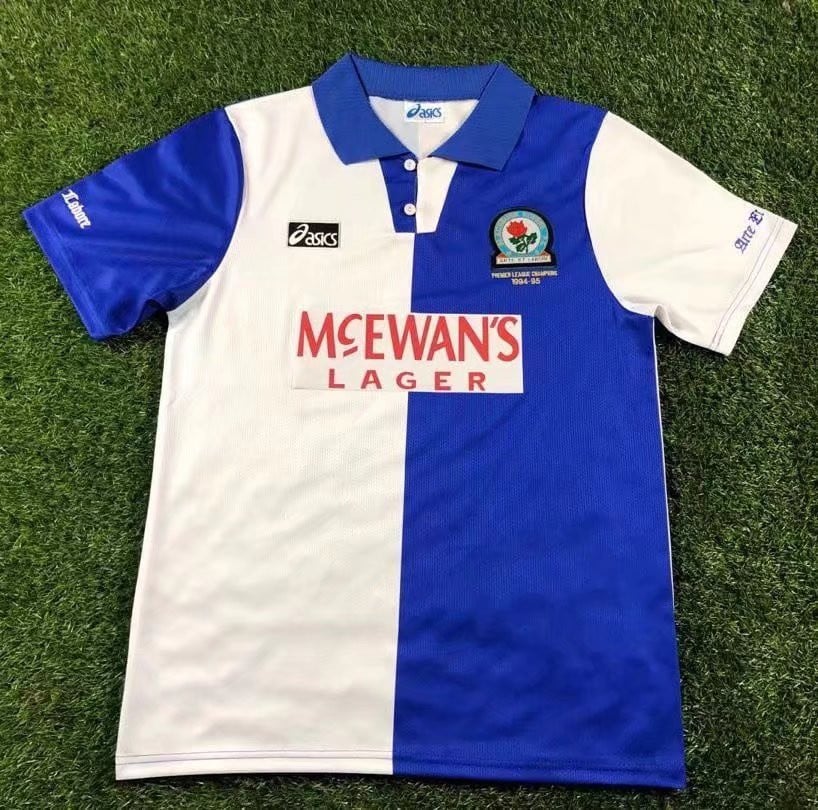 Blackburn Rovers F.C. 1994/95 Home Retro Men Jersey – White/Blue