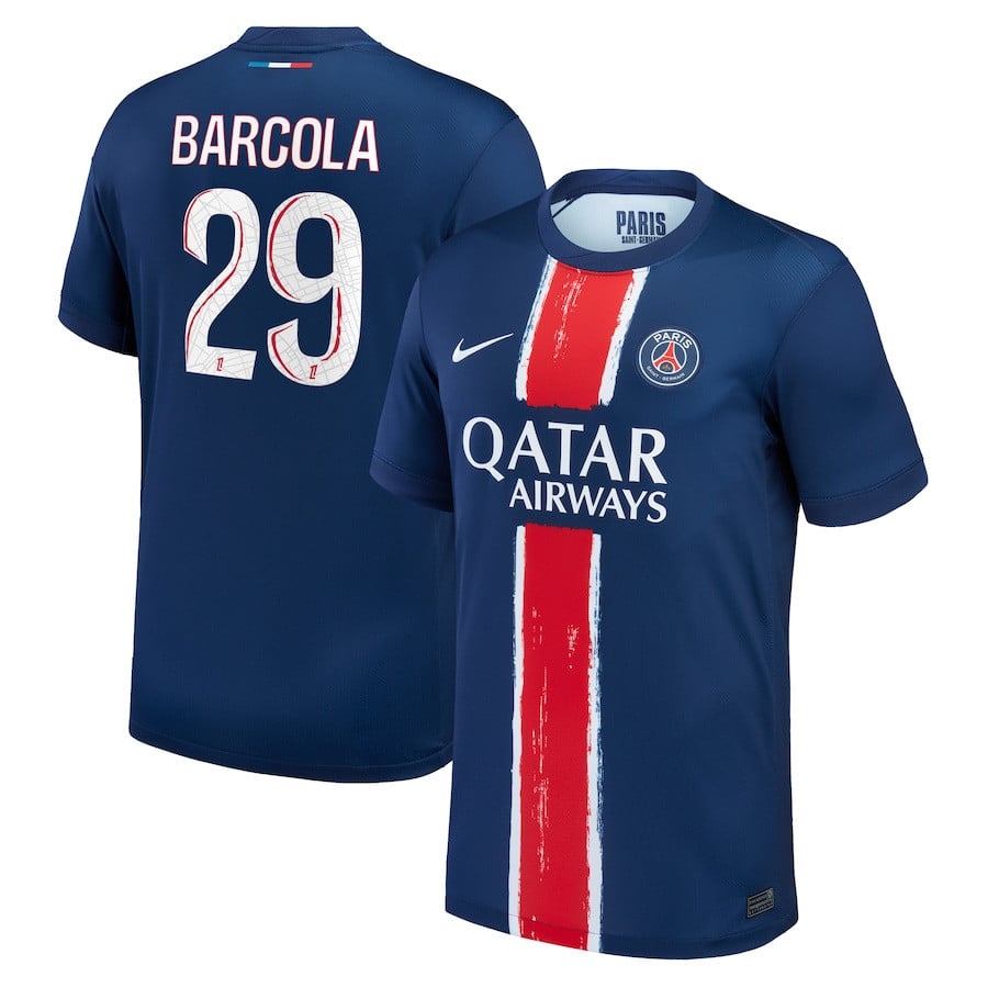 Bradley Barcola 29 Paris Saint-Germain 2024/25 Home Men Jersey - Navy