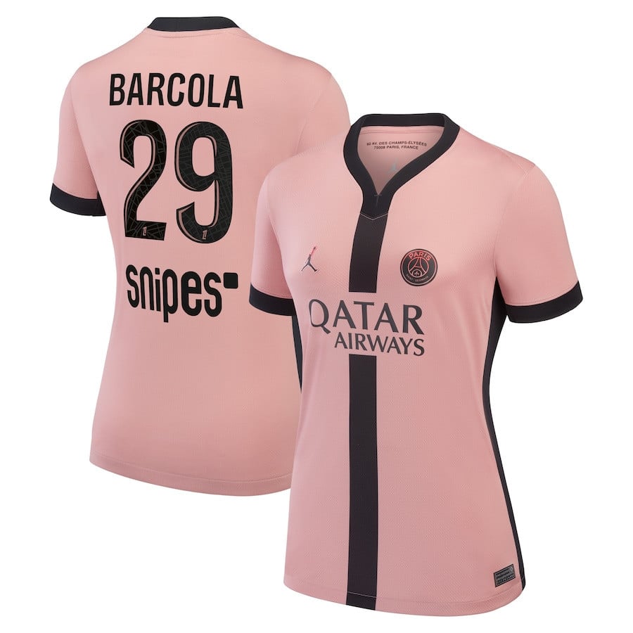 Bradley Barcola 29 Paris Saint-Germain 2024/25 Third Women Jersey - Pink