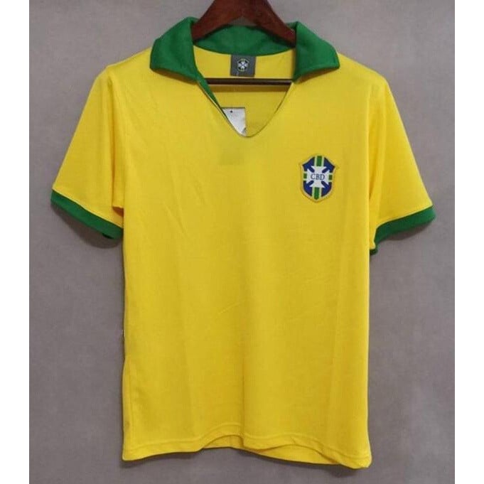 Brazil 1957 Home Retro Men Jersey - Yellow