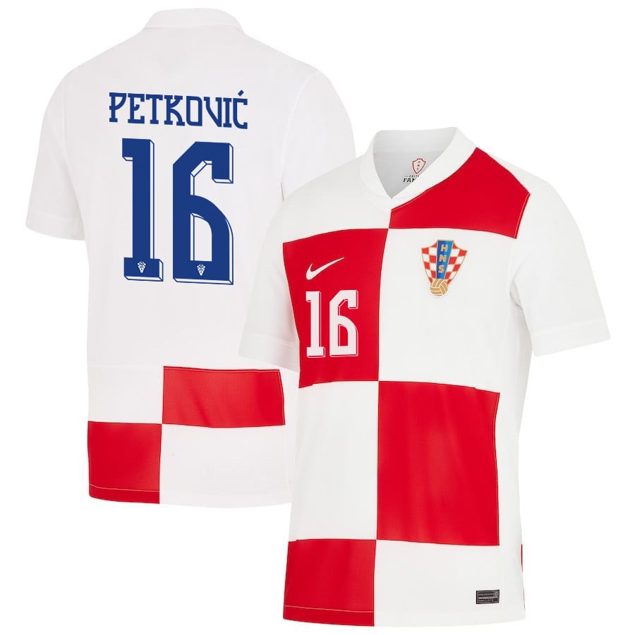 Bruno Petković 16 Croatia National Team 2024 Home Men Jersey - White