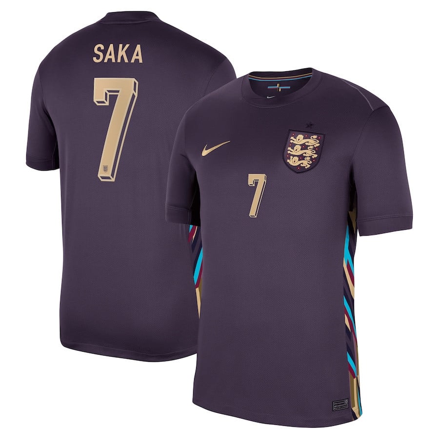 Bukayo Saka 7 England 2024/25 Away Stadium Football Jersey - Men Purple