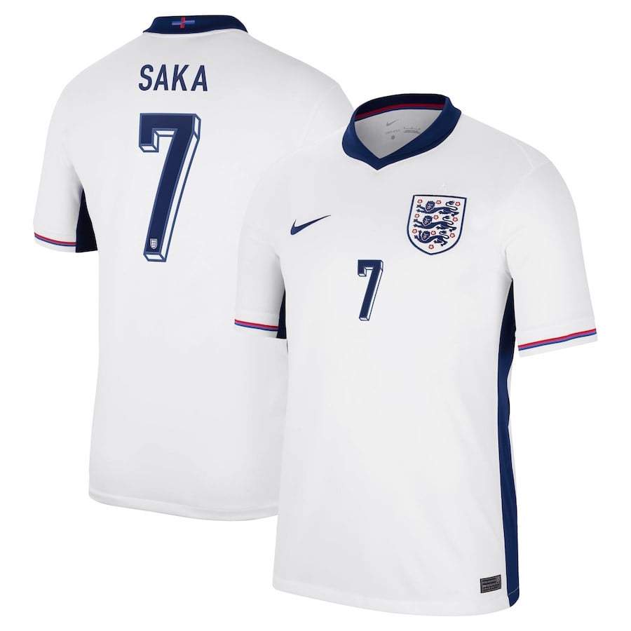 Bukayo Saka 7 England 2024/25 Home Stadium Football Jersey - Men White