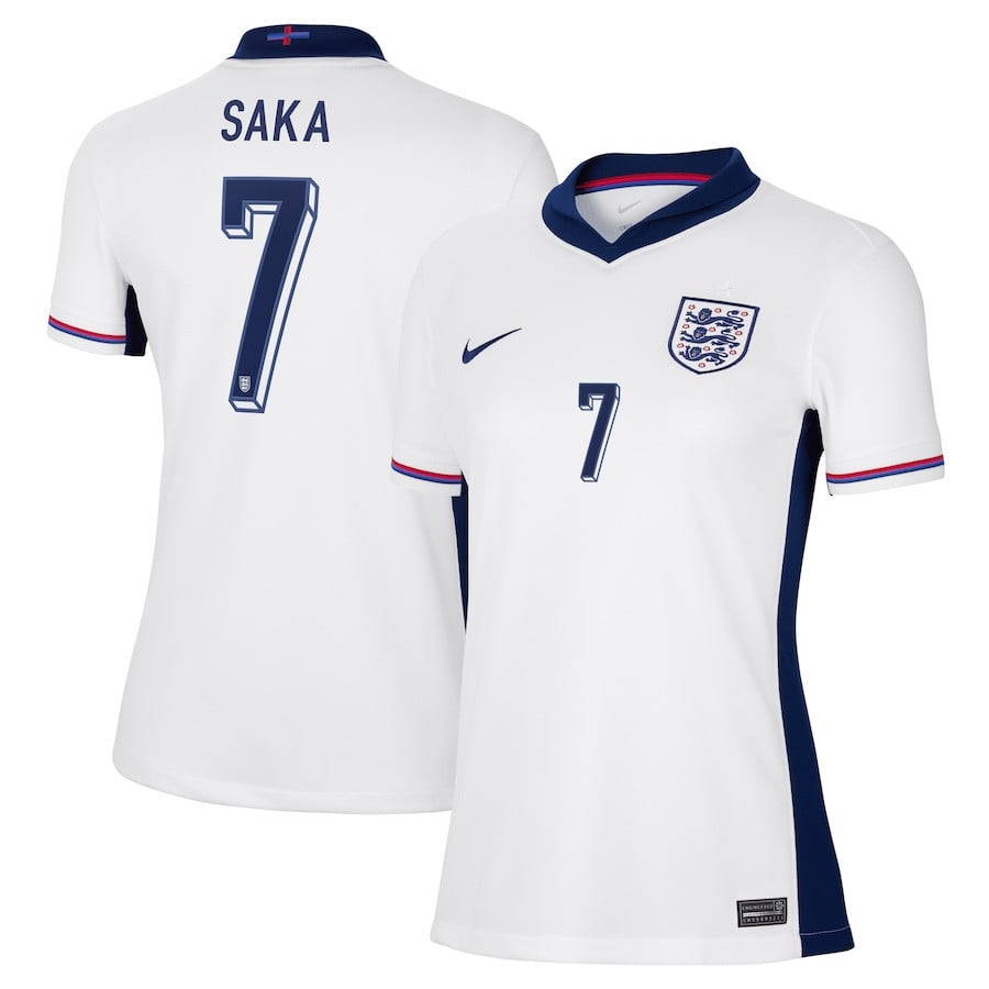 Bukayo Saka 7 England 2024/25 Home Stadium Football Women Jersey - White