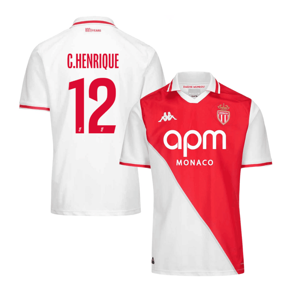Caio Henrique 12 AS Monaco 2024/25 Home Men Jersey - White/Red