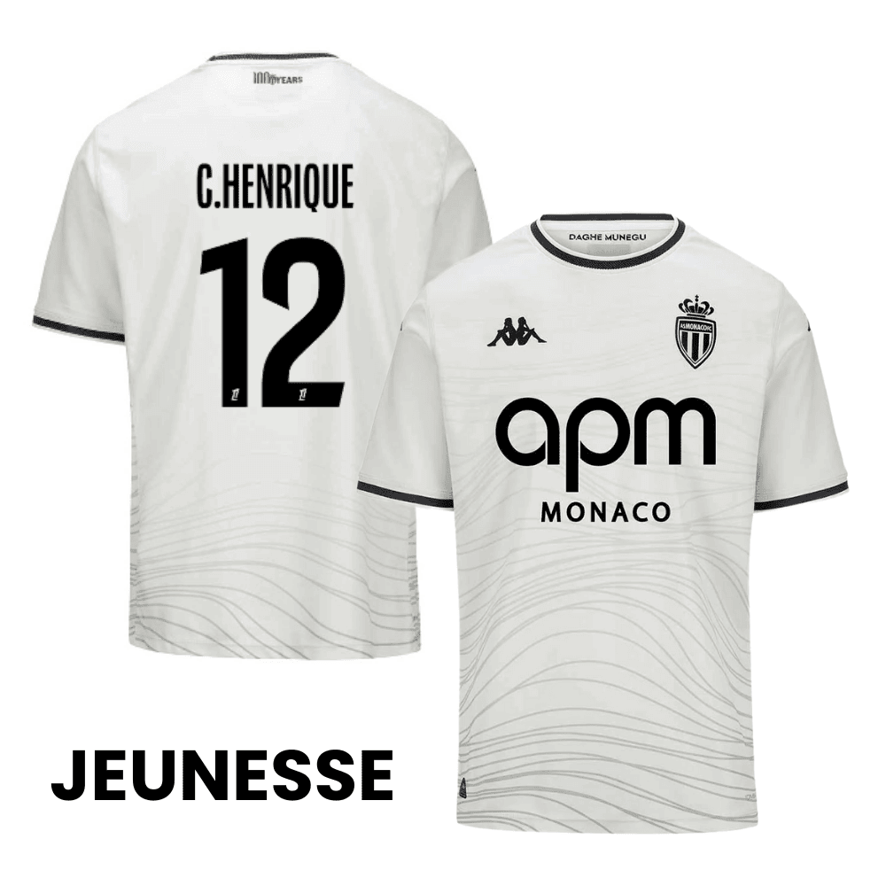 Caio Henrique 12 AS Monaco 2024/25 Third YOUTH Jersey - White