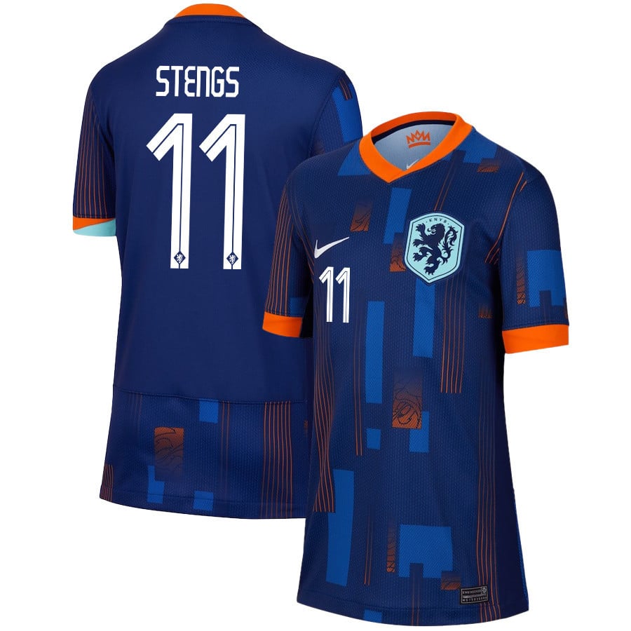 Calvin Stengs 11 Netherlands National Team 2024/25 Away YOUTH Jersey - Navy