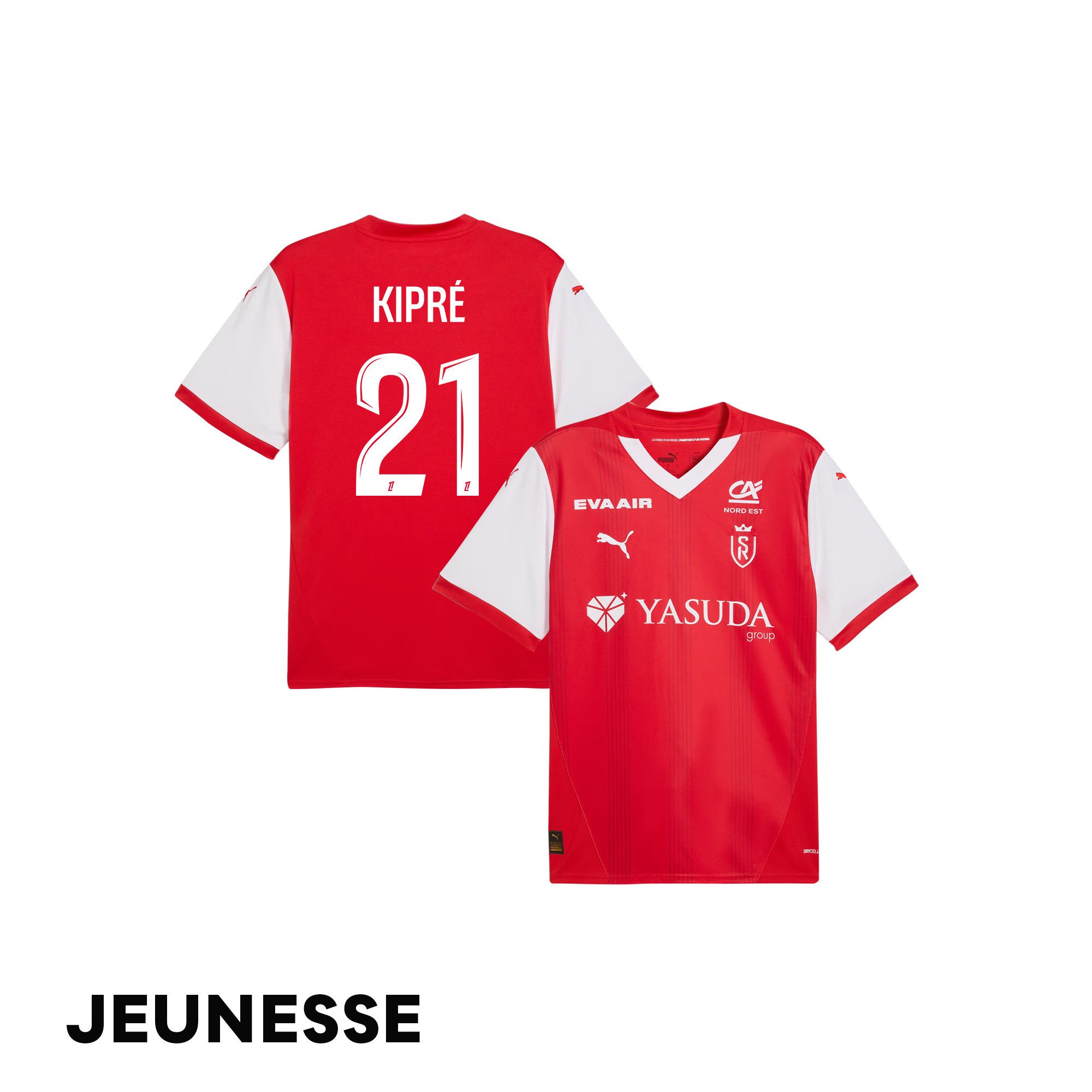Cédric Kipré 21 Stade de Reims 2024/25 Home YOUTH Jersey - Red