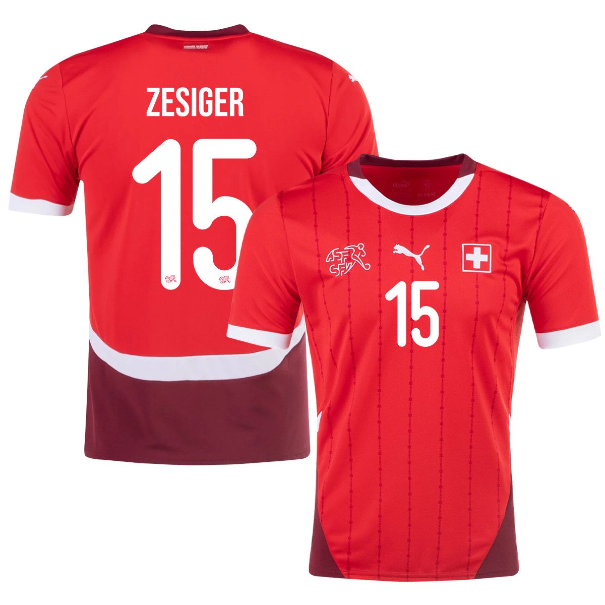 Cédric Zesiger 15 Switzerland National Team 2024/25 Home Men Jersey - Red