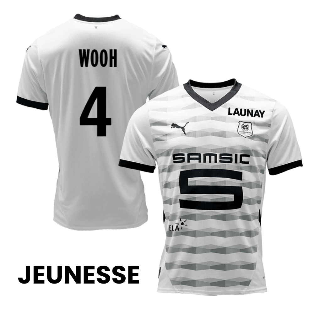 Christopher Wooh 4 Stade Rennais F.C. 2024/25 Away YOUTH Jersey - White