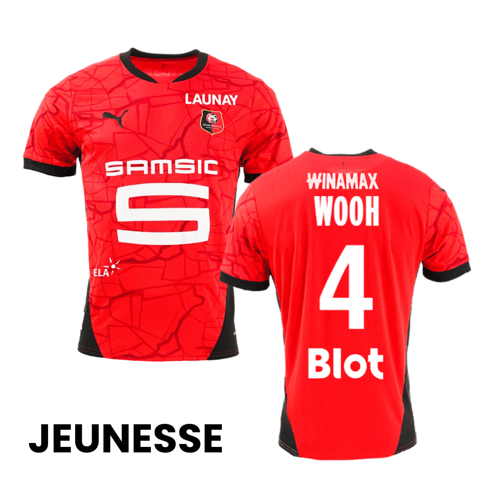 Christopher Wooh 4 Stade Rennais F.C. 2024/25 Home YOUTH Jersey - Red