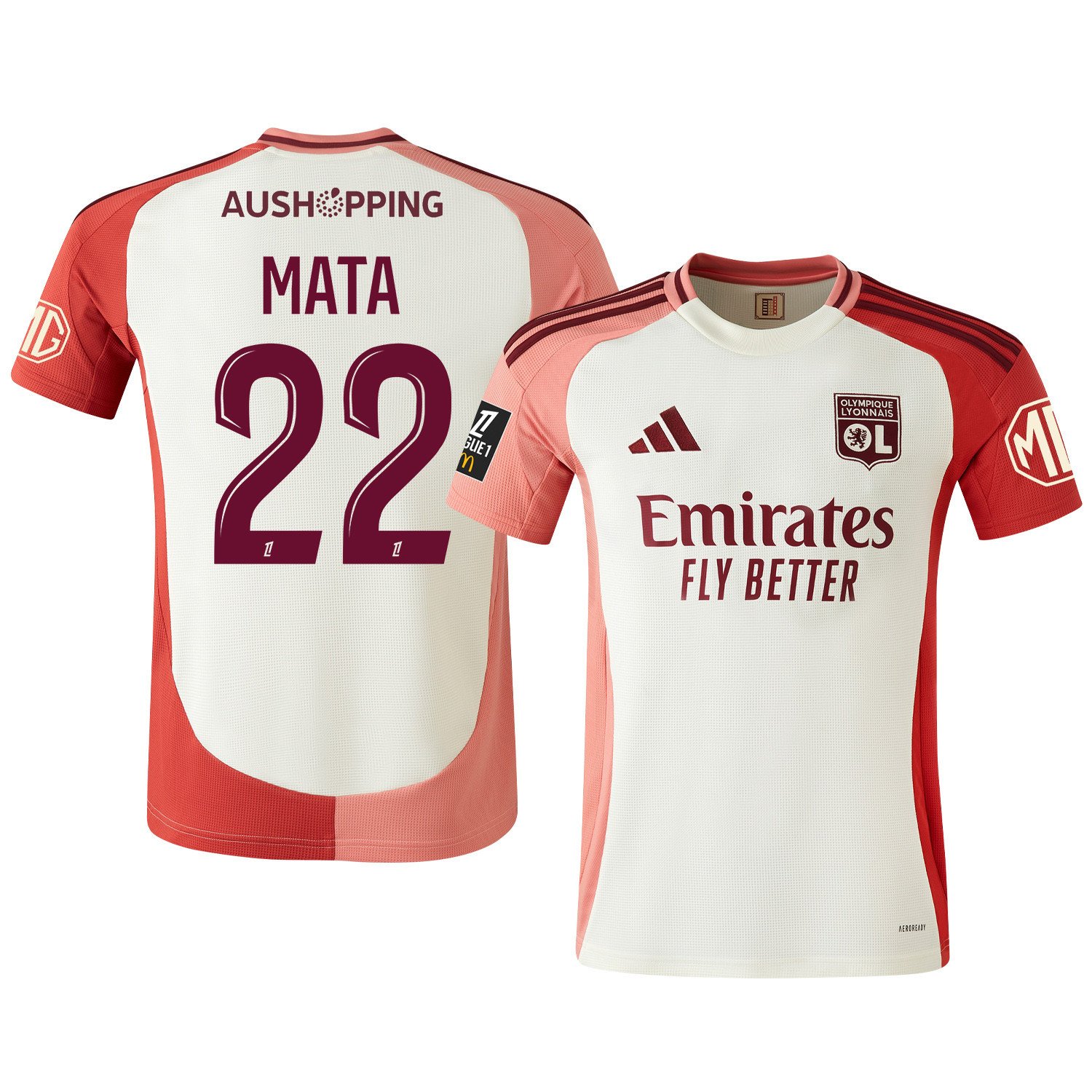 Clinton Mata 22 Olympique Lyonnais 2024/25 Third Men Jersey - Cream