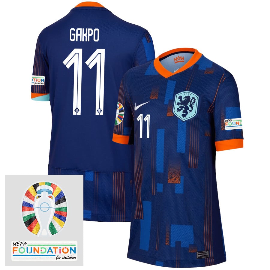 Cody Gakpo 11 Netherlands National Team 2024/25 Away YOUTH Jersey - Navy
