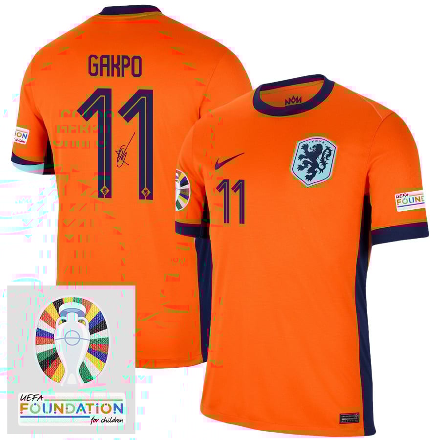 Cody Gakpo 11 Signed Netherlands National Team 2024 Home Men Jersey Autographed - Orange