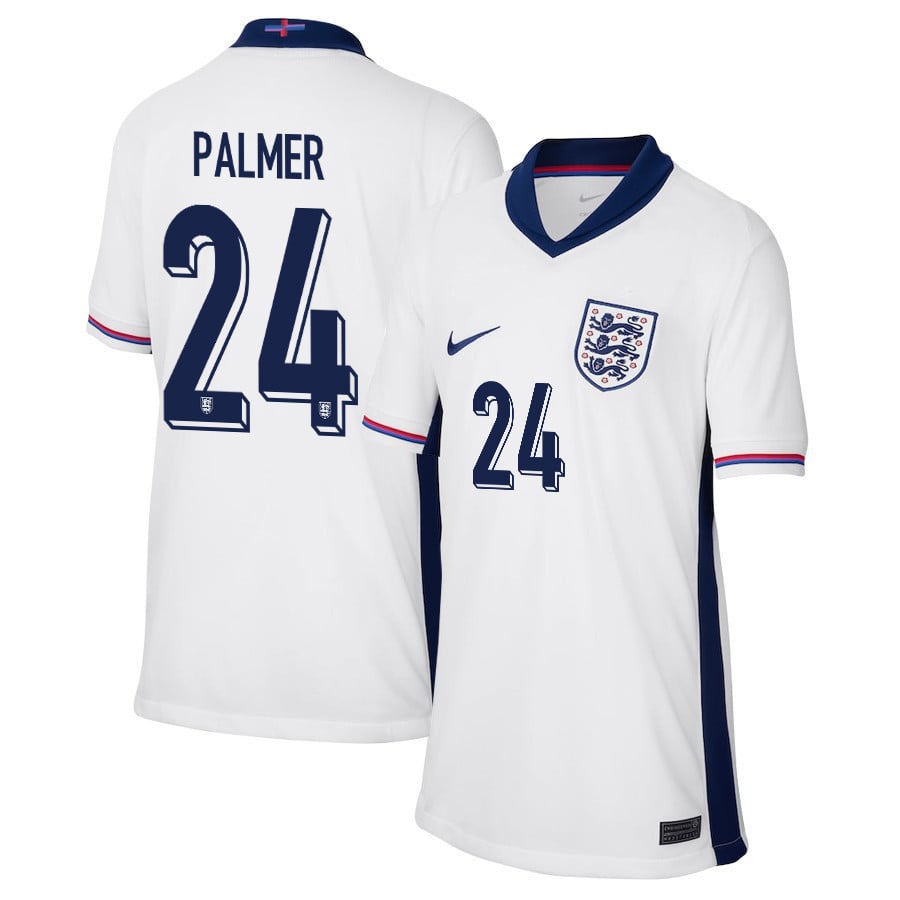Cole Palmer 24 England 2024/25 Home Stadium Football YOUTH Jersey - White