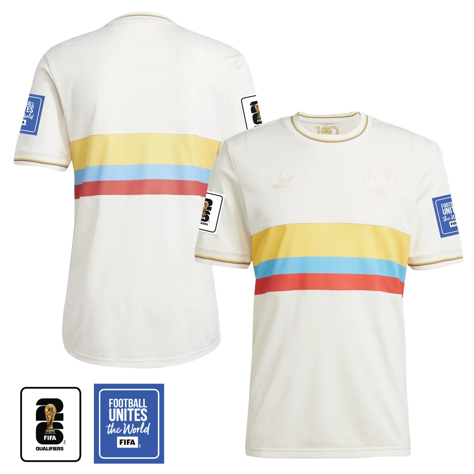 Colombia 2024 100th Anniversary Jersey & 2026 FIFA World Cup Qualifiers Patch - Men, Chalk White