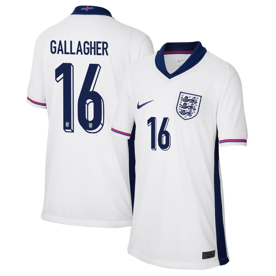 Conor Gallagher 16 England 2024/25 Home Stadium Football YOUTH Jersey - White