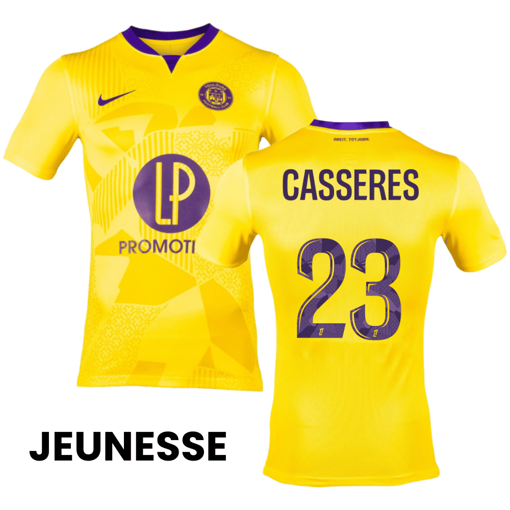 Cristian Cásseres Jr. 23 Toulouse FC 2024/25 Away YOUTH Jersey - Yellow